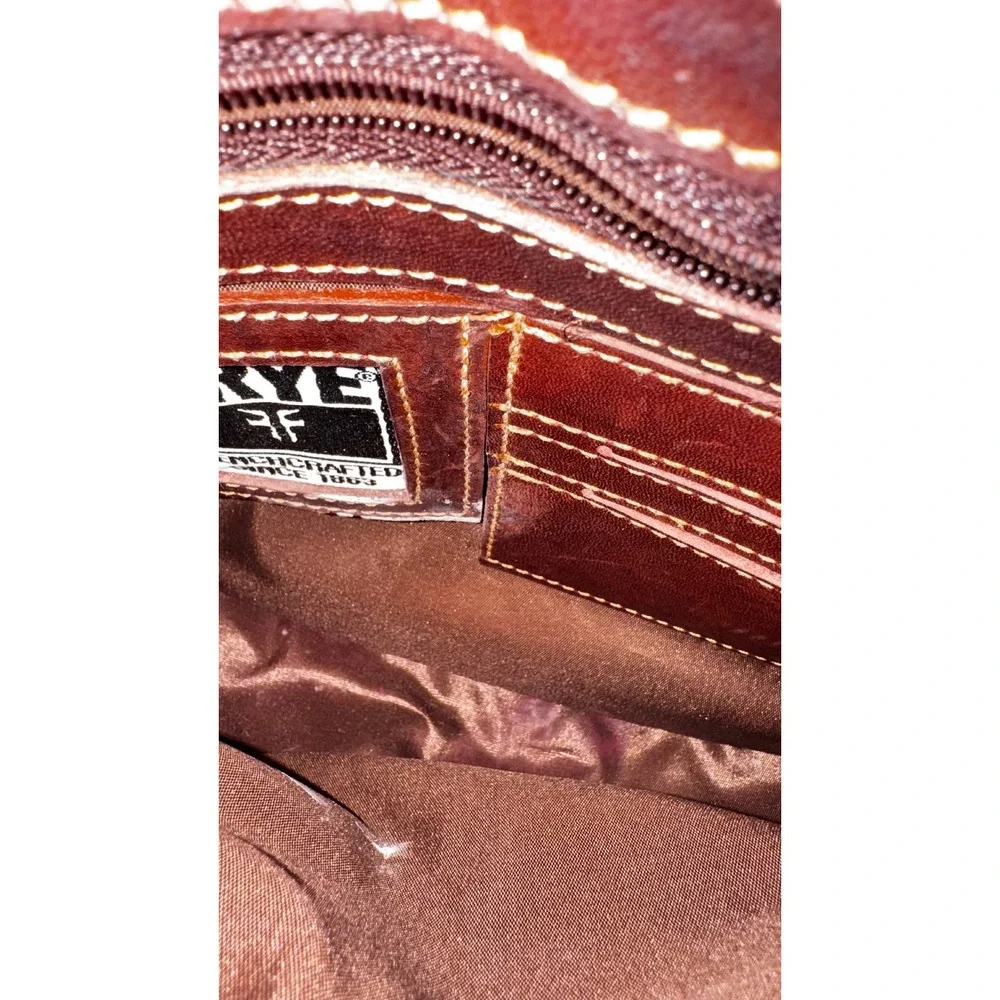 Frye Brown Leather Western Crossbody Saddle Bag Silver Tone Buckle 9.5x10x4